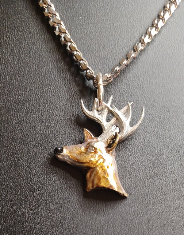 Deer Head pendant with silver