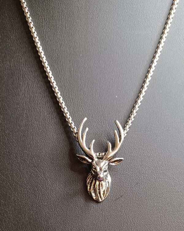 Deer Head Pendant  Silver 105MM